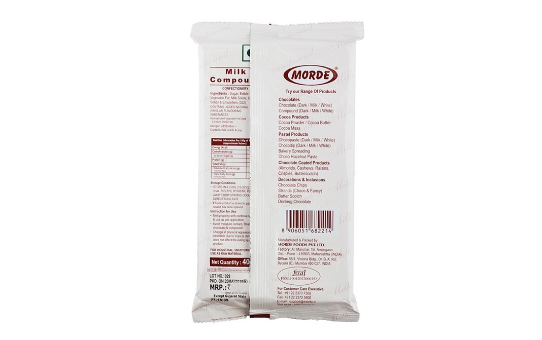 Morde Milk Compound Chocolate (CO M21)   Pack  400 grams